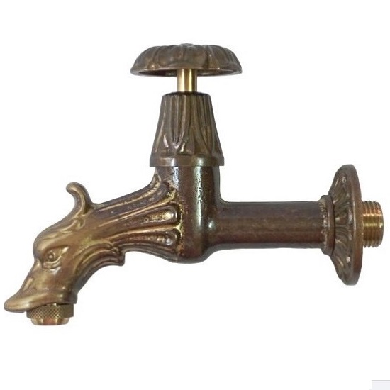 Bibcock tap with dragon spout in antique brass finish