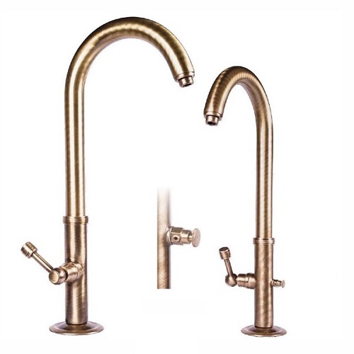 High rise, sink mounted column tap with swivel spout