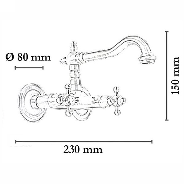 SBT340 Wall Mounted Luxury Basin Mixer Faucet, Dual Handle Tap in Bronze Finish