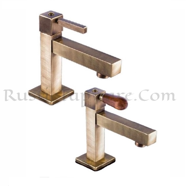 Deck mounted basin tap for cold water in square style