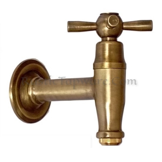 Retro Water Spigot, Vintage Brass Hose-Bib and Cross Handle Faucet