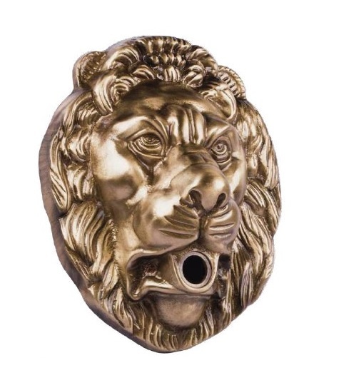 Large Wall-Mounted Lion Escutcheon in Bronze Finish for Taps and Spouts