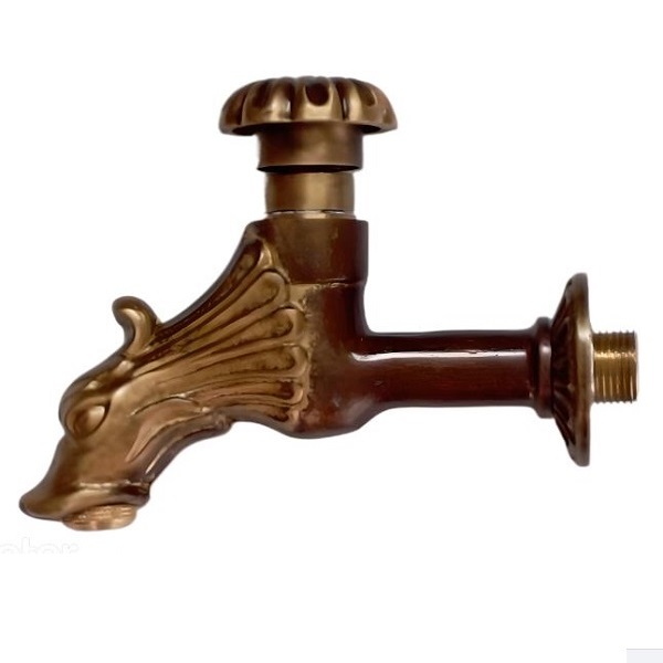 Ornamental Self-Closing Push Button Outdoor Tap in Brass