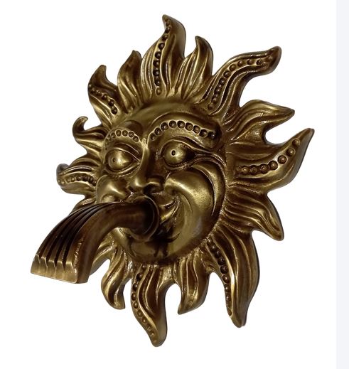 Sun face mask in brass from wall mount