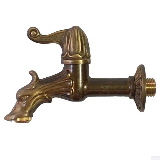 Hose-bib spigot in brass with swan spout design