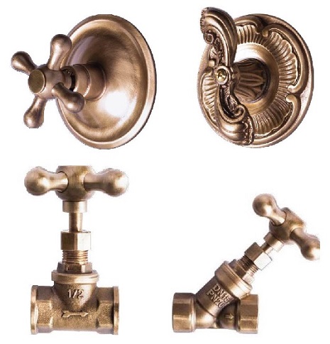 Vintage styled ball valves in brass