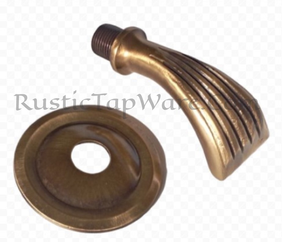 Artistic, continuous water fountain spout in brass with small backplate in oil rubbed bronze finish