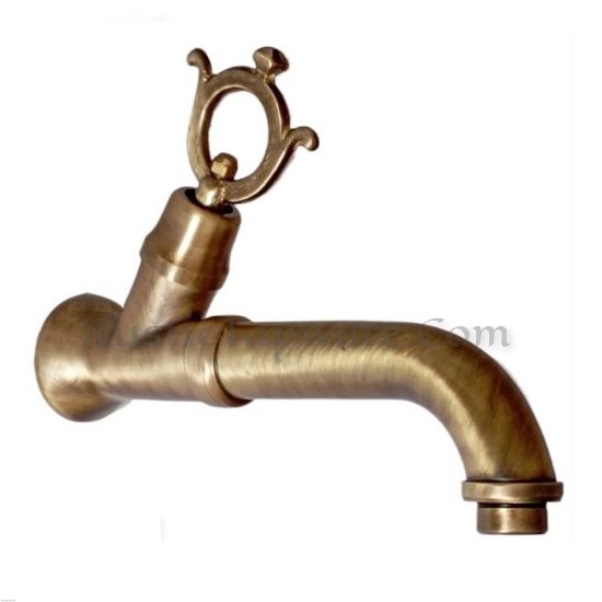 Decorative Water Faucet, Large Brass Hose-Bib and Retro Cross Handle Spigot