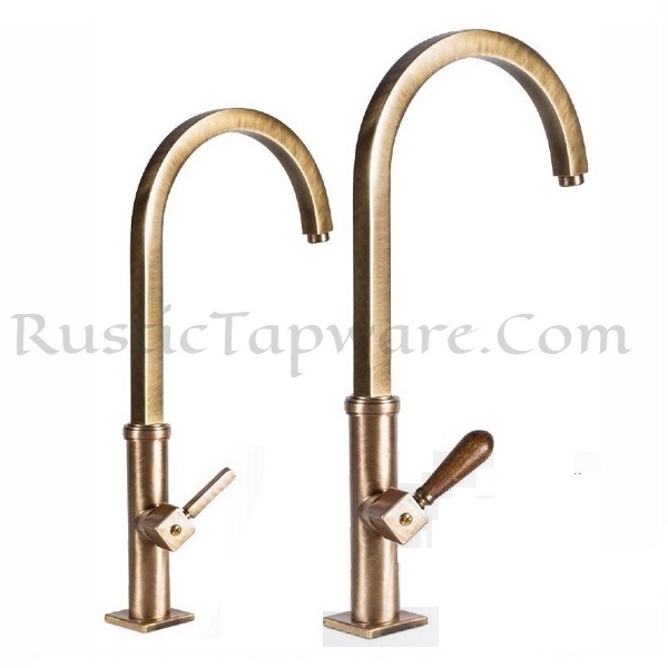 High-rise gooseneck basin tap for cold water in square style for outdoors