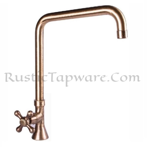 Outdoor Water Basin Faucet - Antique Bronze Finish - Cross Handle