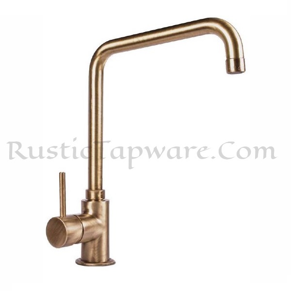 Monobloc sink mixer tap with single handle control and bronze finish