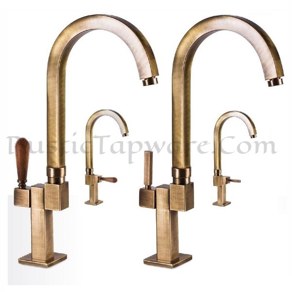Gooseneck basin tap for cold water in square style for outdoors
