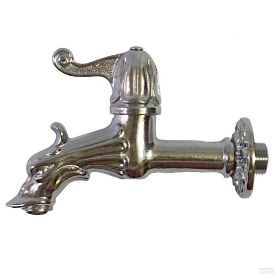 Chrome hose-bib tap with swan spout design