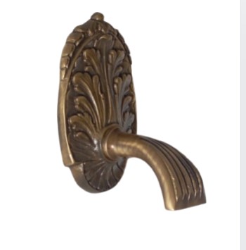 Decorated continuous water fountain spout with large escutcheon in bronze finish