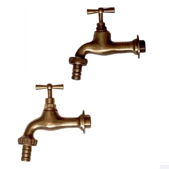 Classic hose-bib in brass and bibcock in bronze polish