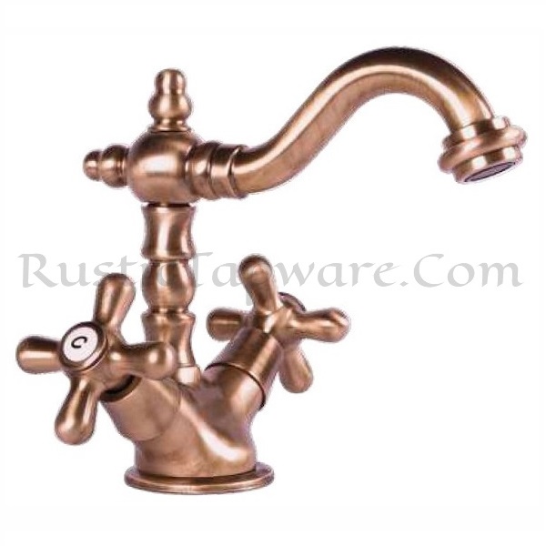 luxury sink mounted mixer water tap in antique style in bronze finish