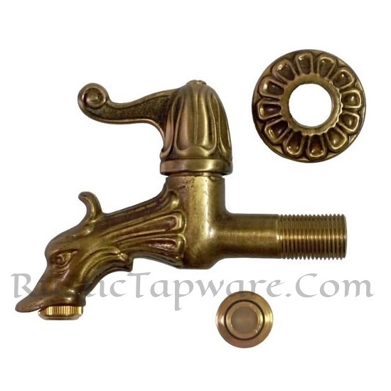 Dolphin bib-cock tap with lever handle in bronze finish