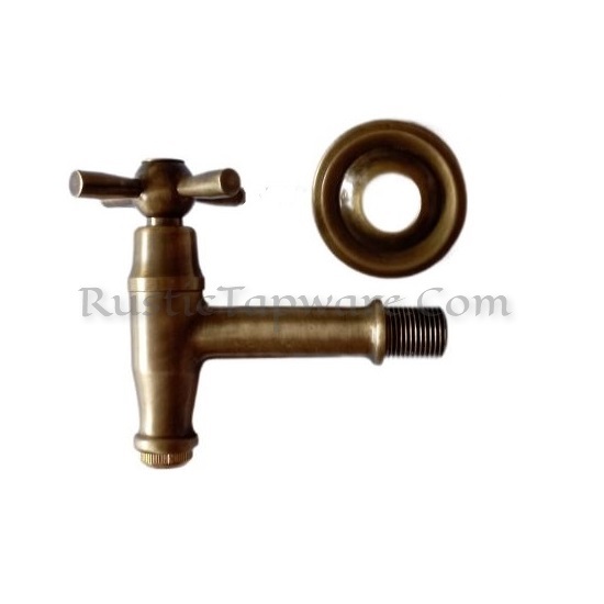 Retro styled water hose-bib spigot in oil rubbed bronze finish with cross handle