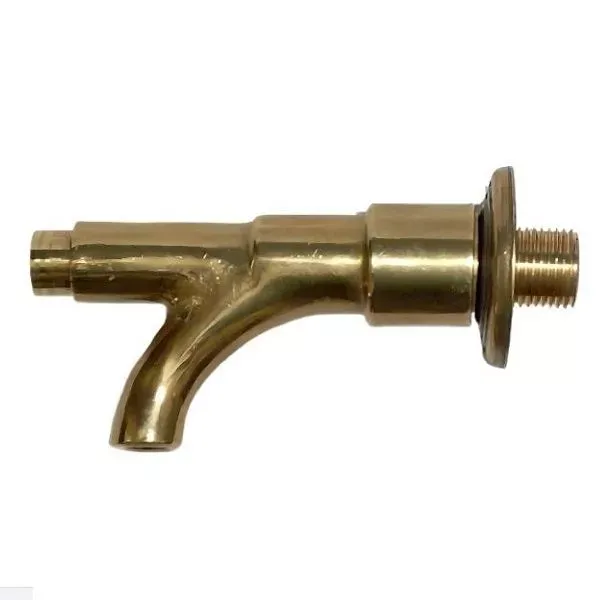 Solid brass wall mounted push button tap PBT-062 in polished brass finish for decorative garden fountain use