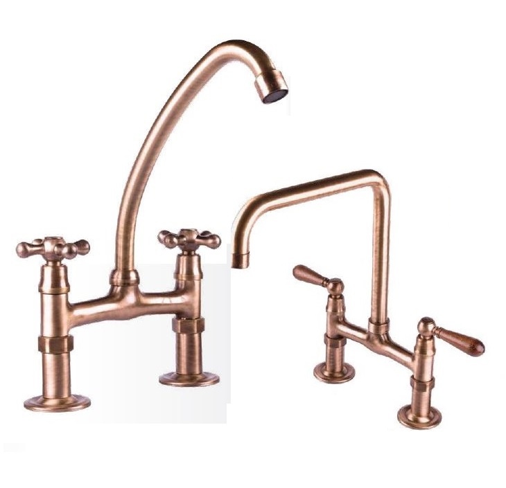Retro Brass Traditional Bridge Sink Taps