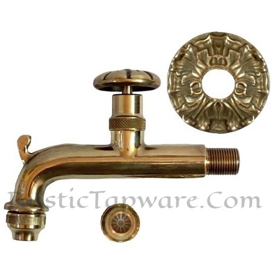 Elegant Water Bibcock, Wall Mount Antique Faucet and Vintage Garden Tap