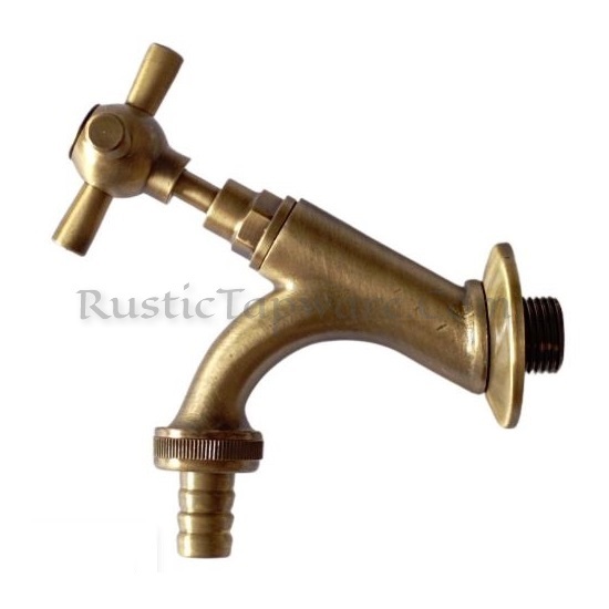 Classic bibcock tap with cross handle in polished bronze finish