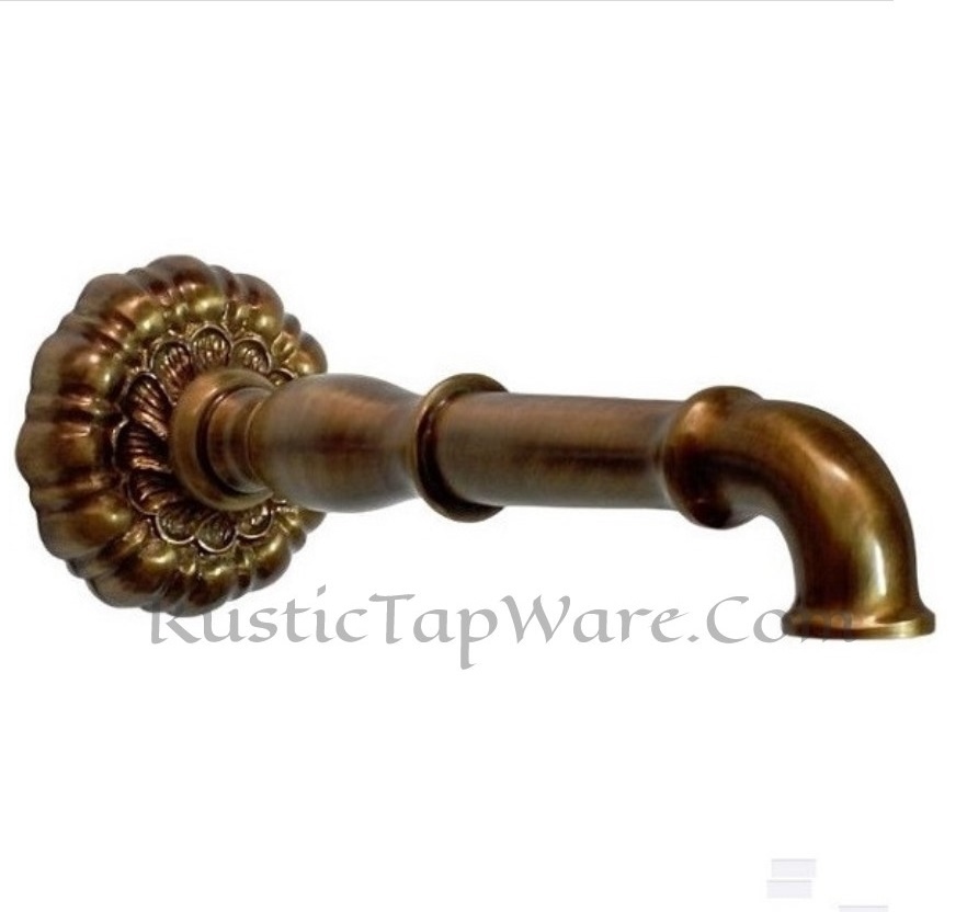 Large water fountain spout with decorative escutcheon for pools and wall mounting
