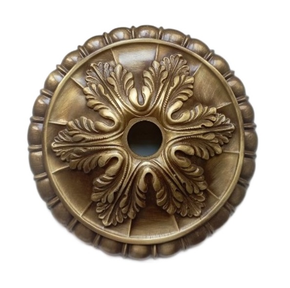 Large, Hollow, Round Brass Escutcheon for Fountain Spouts