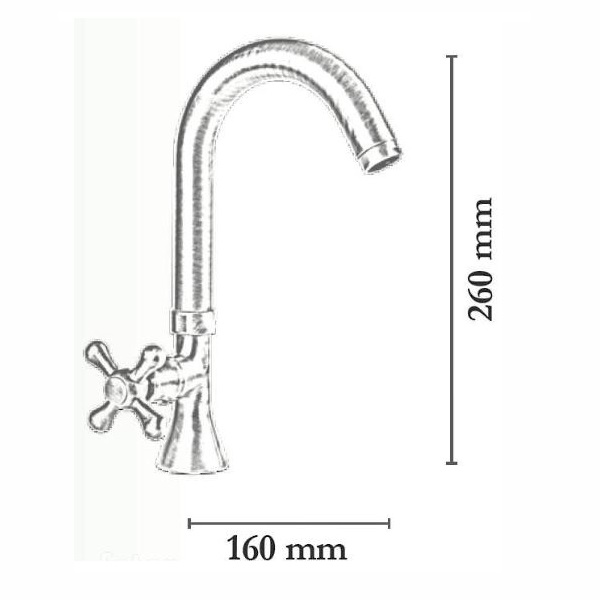 SBT250A Outdoor basin gooseneck faucet with crosshead handle in retro style