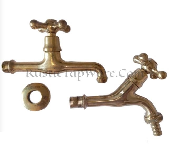 Retro classic bibcock and bathroom water spigot in polished brass finish