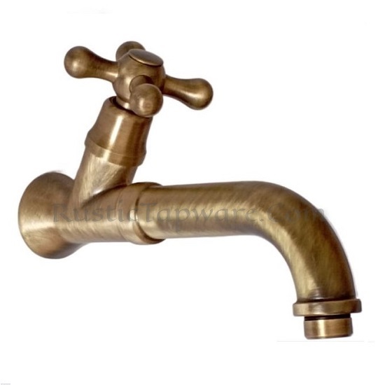 Decorative Water Faucet, Large Brass Hose-Bib and Retro Cross Handle Spigot