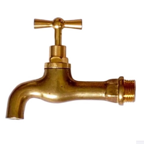 Classic tap in polished brass for indoors and outdoors in brass