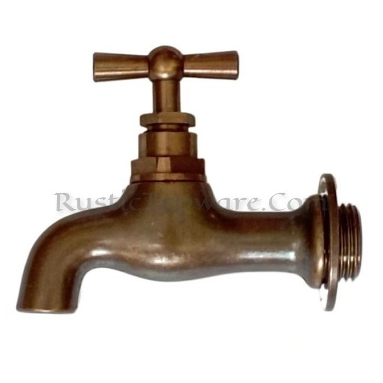 Small rustic tap in polished bronze for indoors and outdoors