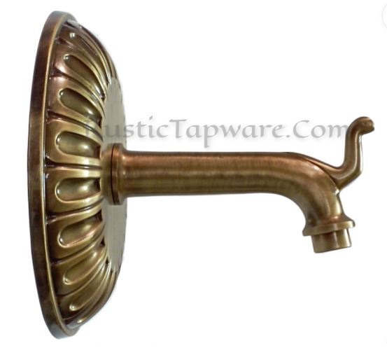 Large water fountain spout in brass with large escucheon in oil rubbed bronze finish