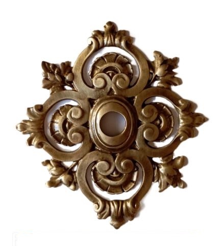 Large, Flat Decorative Escutcheon in Brass for Tap and Spout