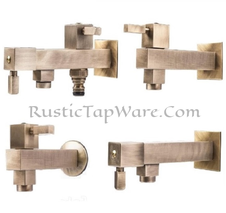 Designer Square Garden Tap | Wall-Mounted Hose Bib & Outdoor Tap