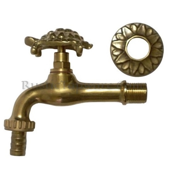 Tortoise Garden Faucet, Outdoor Hose-Bib Spigot and Brass Bibcock Water Tap
