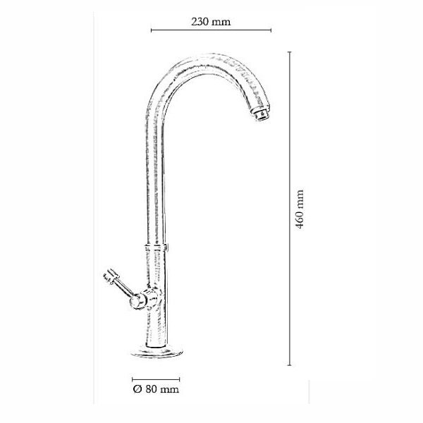 Tower tap for country water basin in brass