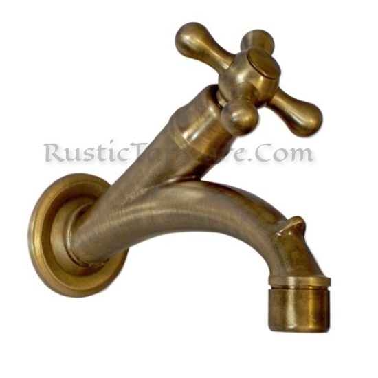 Inclined Water Tap │ Retro Hose-Bib in Brass │ Cross Handle Faucet