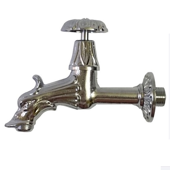 Decorative chromed hose-bib with round knob