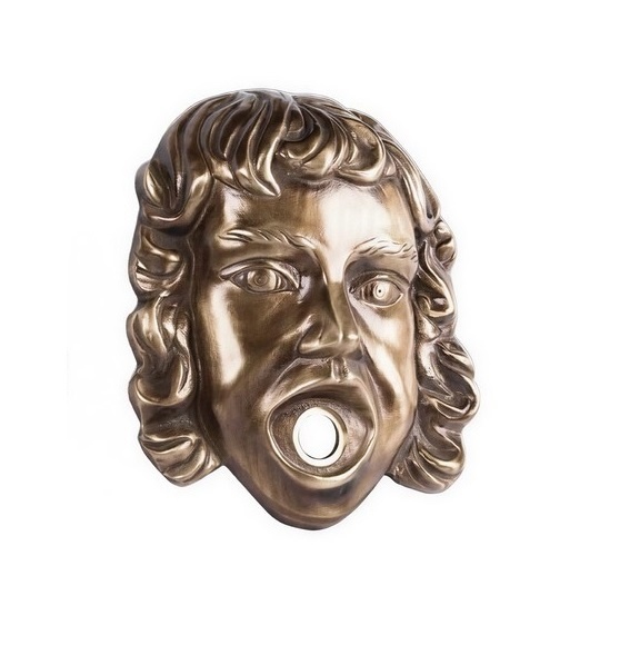 Wall-Mounted Antique Bronze Face Fountain Head for Heritage Garden
