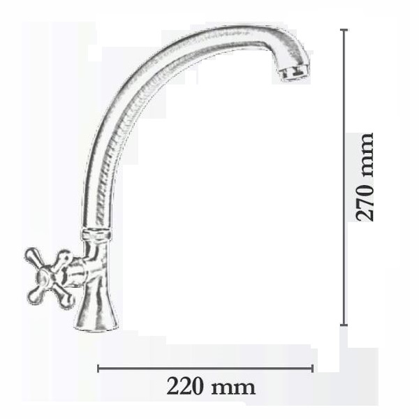 SBT248 Deck mounted sink tap for outdoor basin in retro style - double cross handles