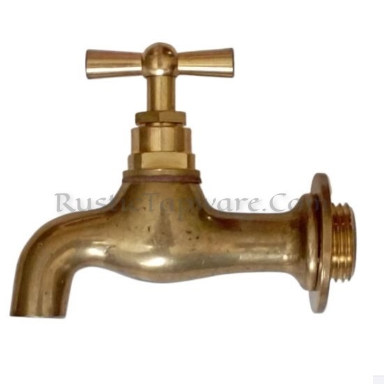Small classic tap in polished brass for indoors and outdoors