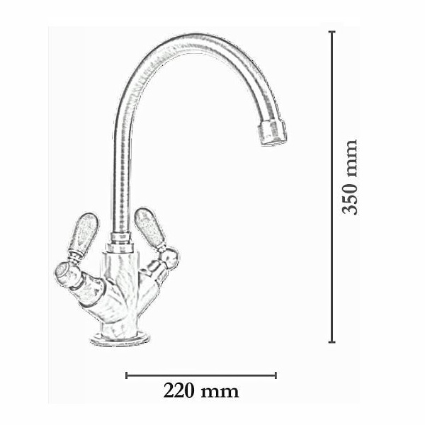 SBT115 Antique style monobloc basin mixer faucet for rustic bathroom - wooden handles