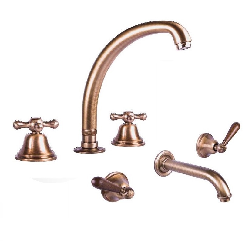 Antique Brass Three-Hole Sink Taps