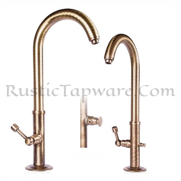 Tall, high-rise tower water tap for outdoor basin in retro style - lever handle