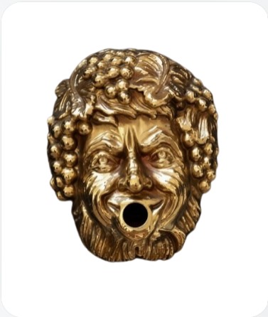 Grape Motif, Bacchus Face Brass Fountain Mask for Taps and Spouts