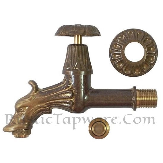 Antique Water Bib-cock, Dragon Garden Tap and Wall Mount Brass Faucet