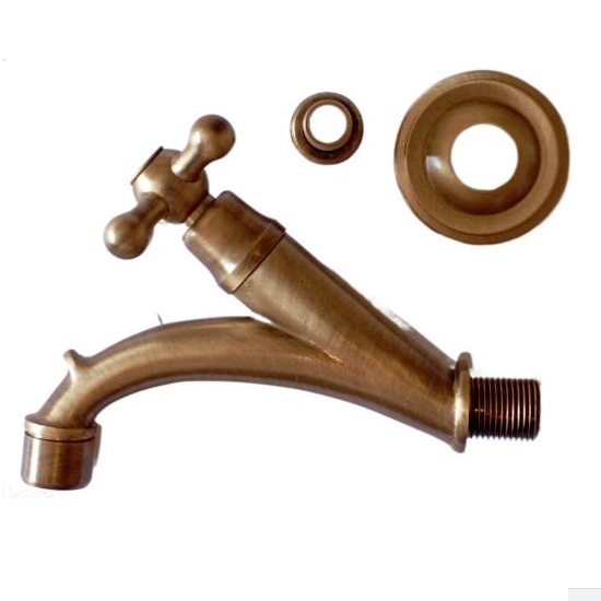 Inclined Water Tap │ Retro Hose-Bib in Brass│ Cross Handle Faucet