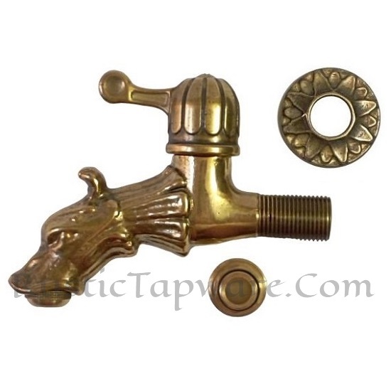 Decorative Outdoor Garden Faucet, Dolphin Water Hose-Bib and Wall Mounted